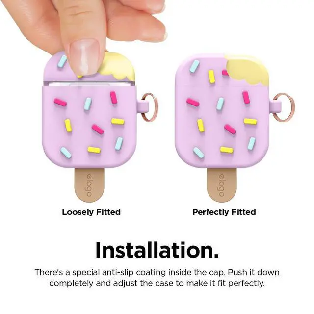 Alt view image 7 of 7 - Ice Cream AirPods Case with Keychain for AirPods 2 & 1 | Shockproof Protective Skin, Cute Accessories for Girls, Kids, Boys (Blueberry)