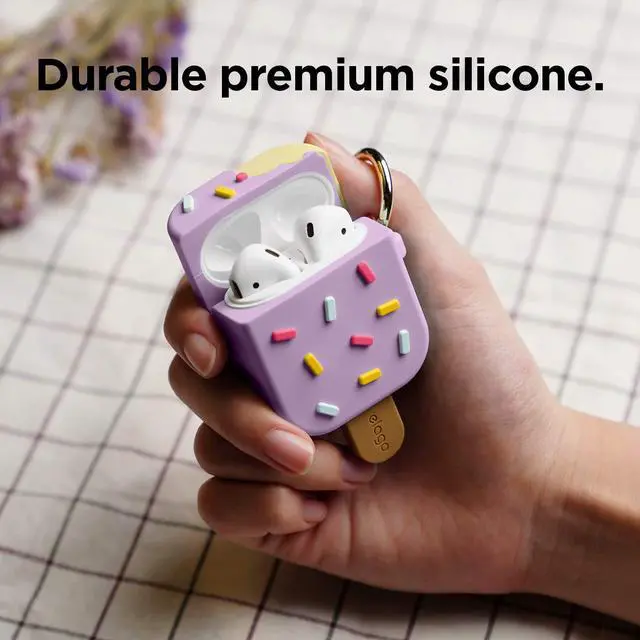 Alt view image 5 of 7 - Ice Cream AirPods Case with Keychain for AirPods 2 & 1 | Shockproof Protective Skin, Cute Accessories for Girls, Kids, Boys (Blueberry)