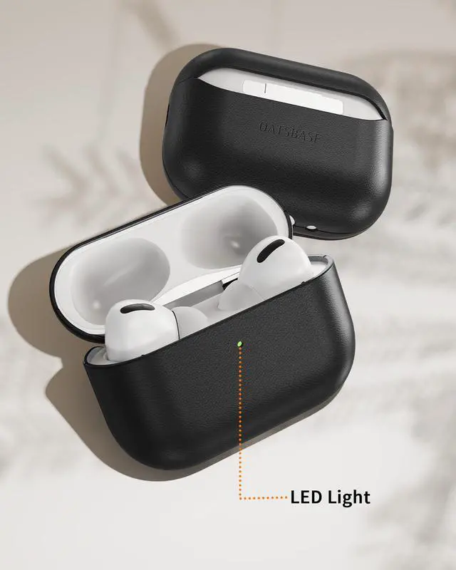 Alt view image 5 of 7 - Leather Design for AirPods Pro 3 Case, Compatible with AirPods Pro 3rd Generation (2025), Handmade, Fully-Wrapped with Top Grain Leather, Supports Wireless Charging, Black