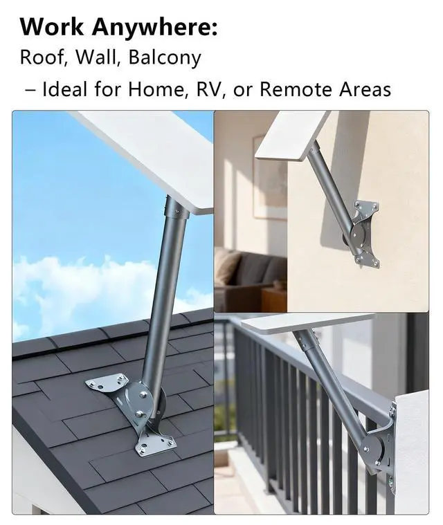 Alt view image 7 of 7 - Universal Aluminum Bracket for Starlink Standard & High Performance | Durable, Rust prevention, Weatherproof Wall/Roof Mounting Kit