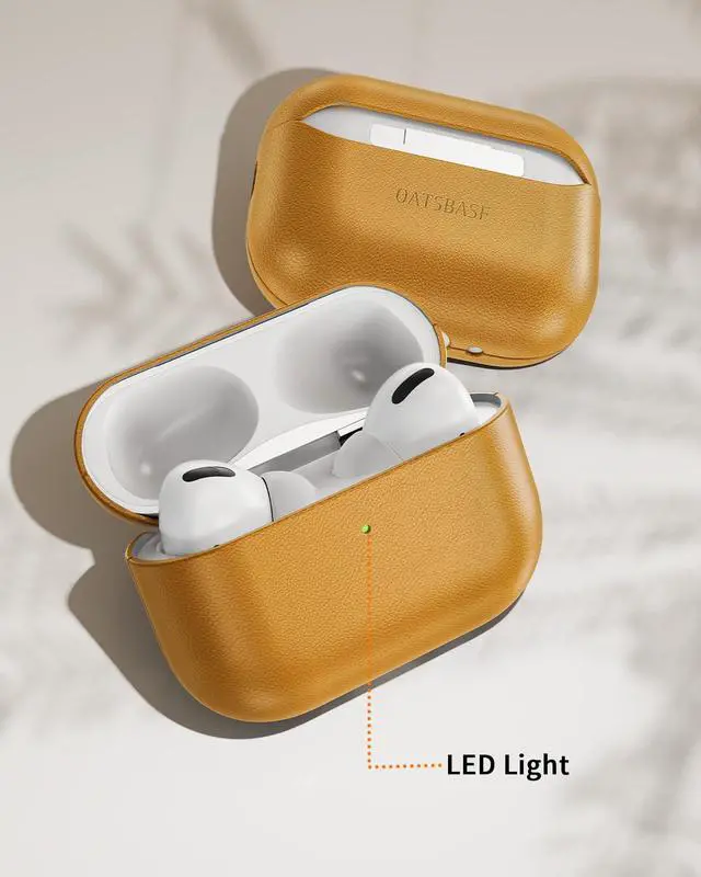 Alt view image 5 of 7 - Leather Design for AirPods Pro 3 Case, Compatible with AirPods Pro 3rd Generation (2025), Handmade, Fully-Wrapped with Top Grain Leather, Supports Wireless Charging, Yellow