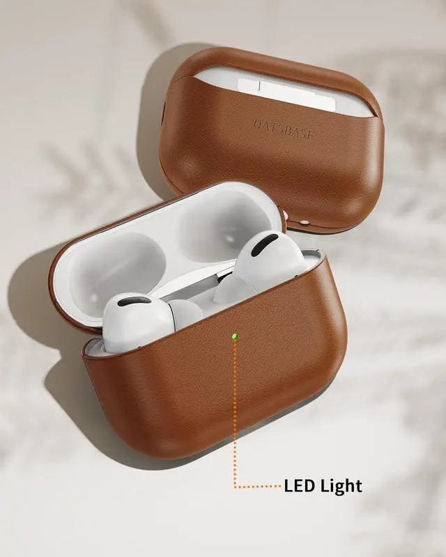 Alt view image 5 of 7 - Leather Design for AirPods Pro 3 Case, Compatible with AirPods Pro 3rd Generation (2025), Handmade, Fully-Wrapped with Top Grain Leather, Supports Wireless Charging, Brown