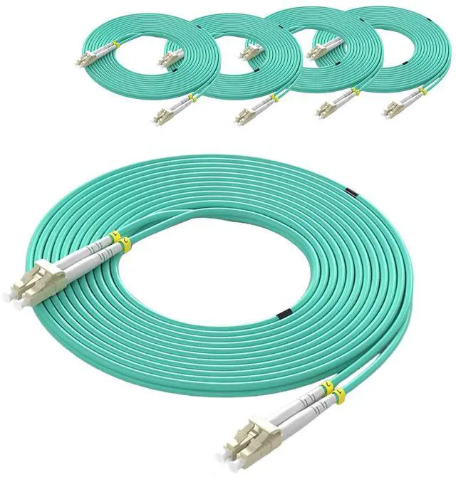 Main image of 5Pack 5m/16ft OM3 LC to LC Multimode Fiber Patch Cable, Fiber Optic Cable LC to LC Cord LSZH 10GB Multimode Duplex 50/125um