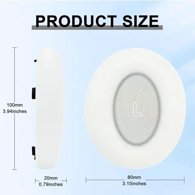 Alt view image 2 of 7 - Replacement Ear Pads for Bose QuietComfort(QC) Ultra Wireless Headphones, Headphones Ear Cushions, Headset Earpads, Ear Cups Cover, Replacement Muffs (White)