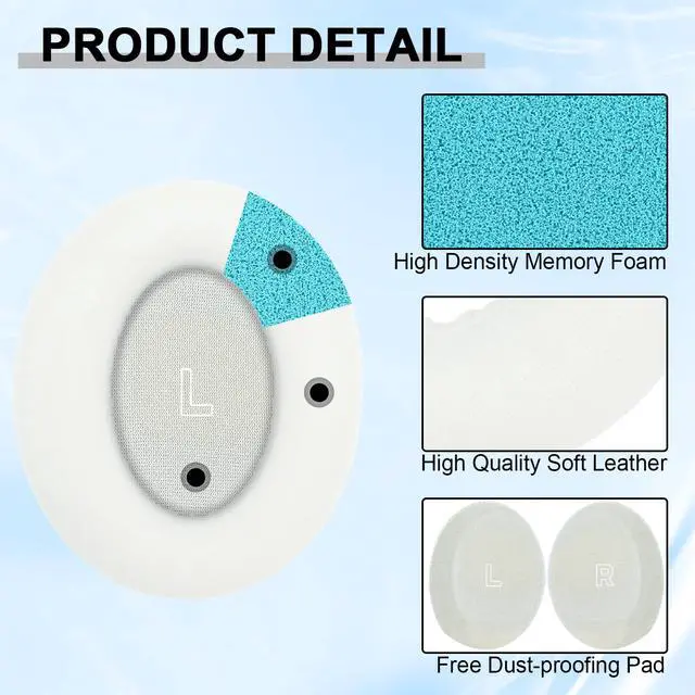 Alt view image 5 of 7 - Replacement Ear Pads for Bose QuietComfort(QC) Ultra Wireless Headphones, Headphones Ear Cushions, Headset Earpads, Ear Cups Cover, Replacement Muffs (White)