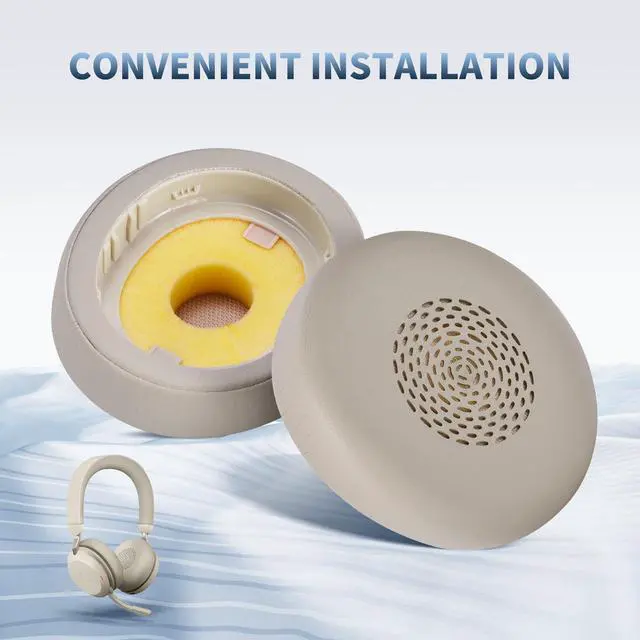 Alt view image 3 of 6 - Earpads for Jabra Evolve2 75 PC Wireless Headset, Protein Leather | Gold, Perfect Fit, Simple Quick Install, Noise Isolation, Enhanced Durability, Ergonomic, Long Sessions, Memory Foam