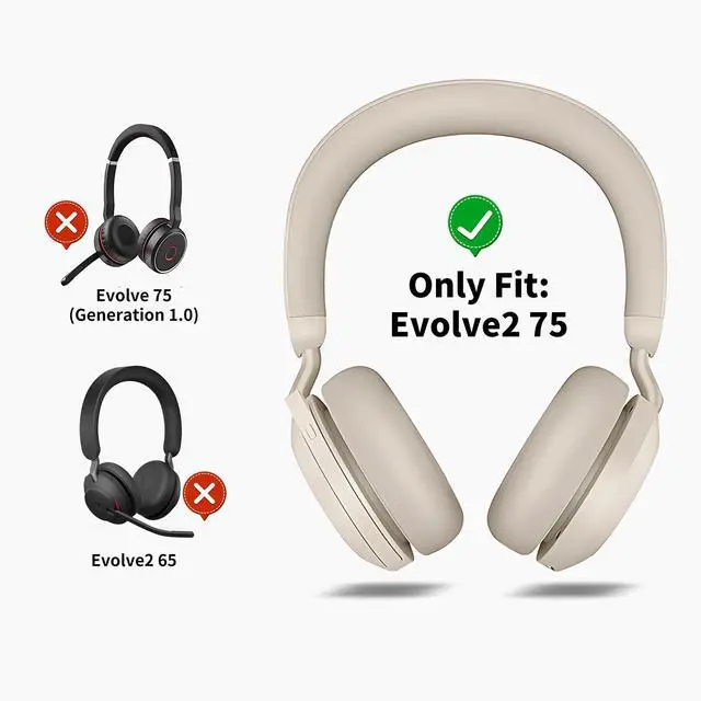 Alt view image 4 of 6 - Earpads for Jabra Evolve2 75 PC Wireless Headset, Protein Leather | Gold, Perfect Fit, Simple Quick Install, Noise Isolation, Enhanced Durability, Ergonomic, Long Sessions, Memory Foam