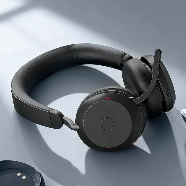 Alt view image 6 of 7 - Earpads for Jabra Evolve2 75 PC Wireless Headset, Protein Leather Black