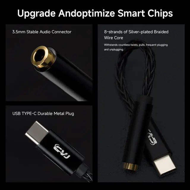 Alt view image 4 of 7 - USB C to 4.4mm Audio Adapter, USB C to Aux with CX31993 DAC Chip | High Res 32bit/384kHz 4.4mm to USB C, 10000+ Times Bending, with Android/Windows/MacOSX System Smartphone Laptop