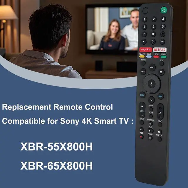 Alt view image 3 of 7 - Replacement Remote Control Controller for Sony BRAVIA XBR-55X800H XBR-65X800H Ultra HD HDR Smart LED TV