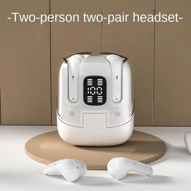Alt view image 2 of 7 - 4 in 1 Wireless Earbuds, HiFi Stereo with Noise Reduction, 30H Playtime Bluetooth Earphones, LED Power Display Charging Case for Music