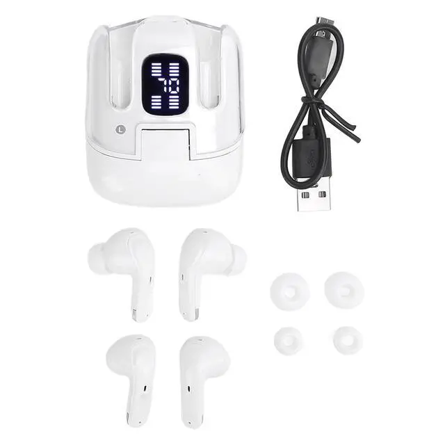 Alt view image 6 of 7 - 4 in 1 Wireless Earbuds, HiFi Stereo with Noise Reduction, 30H Playtime Bluetooth Earphones, LED Power Display Charging Case for Music