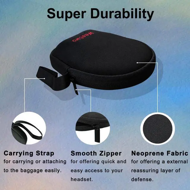 Alt view image 4 of 6 - Computer Headsets Storage Bag, Wired/Wireless Headphone Case | Soft Neoprene Cover Headset Travel Carry Pouch for Jabra Evolve 20 30 40 65 75 Plantronics Blackwire 3210 3220 3320 CS510