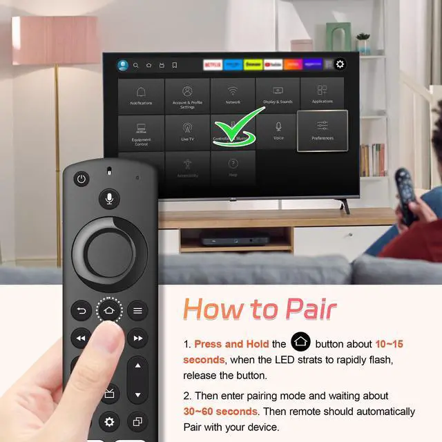 Alt view image 6 of 7 - Voice Remote Control Fit for All Firestick-Smart TV Remote, Fit for TV Cube/Firestick 4K Max/Stick 4K(1st/2nd Gen), Stick (2nd/3rd Gen)/Lite/HD, Omni Series, Toshiba/Pioneer/TCL Smart TVs