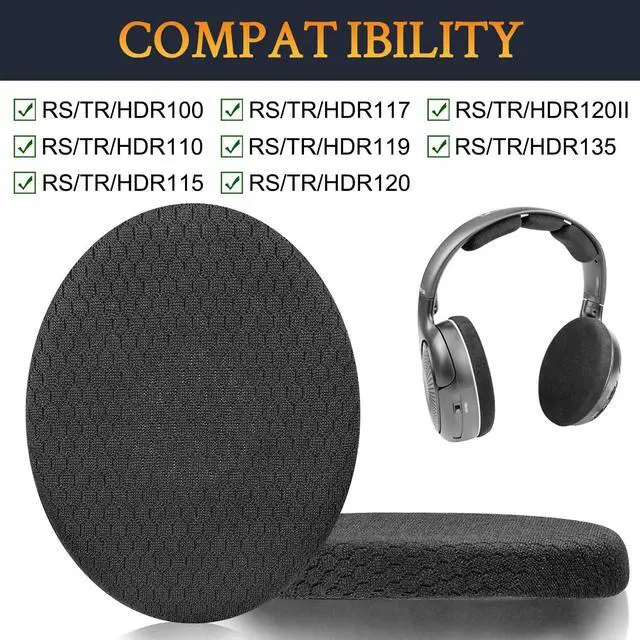 Alt view image 2 of 7 - Mesh Fabric Earpads Replacement for Sennheiser RS120/HDR120/TR120/RS100/RS110/RS115/RS117/RS119/RS135 Headphones, Ear Pads Cushions for TR 120/HDR 120/RS 120/RS 120II/RS 110/RS 135/TR135