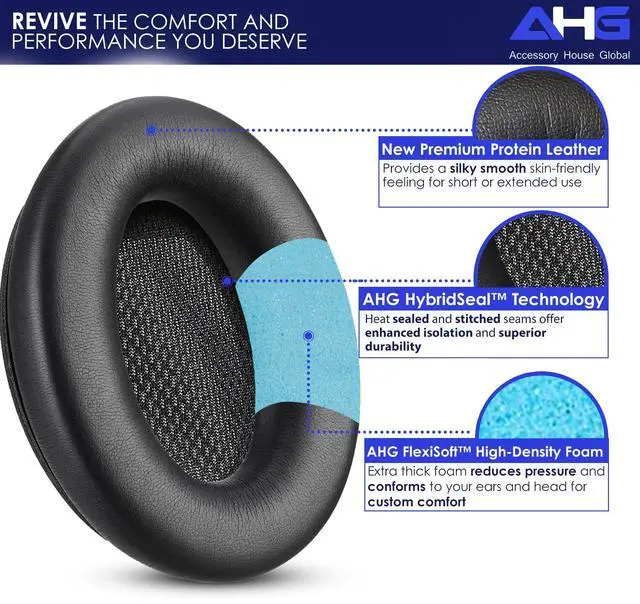 Alt view image 3 of 7 - SoundTrue Around-Ear 2 / SoundLink AE Ear Pads Cushions Compatible with Bose SoundTrue AE2 (2015), Around-Ear 2 (2012), SoundTrue AE (2014), SoundLink AE Headphones (Black)