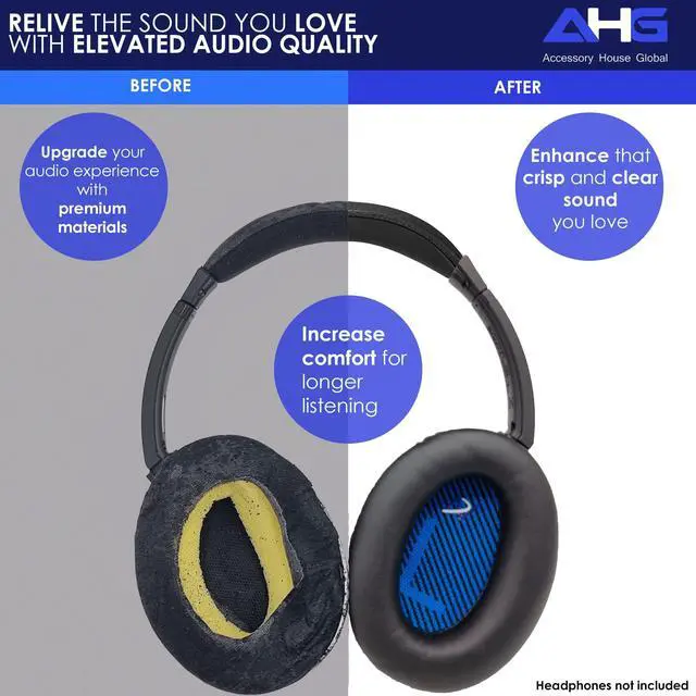 Alt view image 4 of 7 - SoundTrue Around-Ear 2 / SoundLink AE Ear Pads Cushions Compatible with Bose SoundTrue AE2 (2015), Around-Ear 2 (2012), SoundTrue AE (2014), SoundLink AE Headphones (Black)