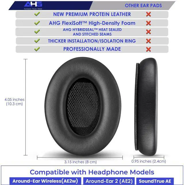 Alt view image 5 of 7 - SoundTrue Around-Ear 2 / SoundLink AE Ear Pads Cushions Compatible with Bose SoundTrue AE2 (2015), Around-Ear 2 (2012), SoundTrue AE (2014), SoundLink AE Headphones (Black)