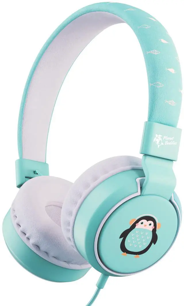 Main image of Kids Headphones with Cord, Penguin Design, 85dB Volume Ltd | Wired Headphones for Toddler Boys & Girls Ages 3+, Foldable On-Ear, Stereo Sound with Mic, 3.5mm Jack, School & Travel