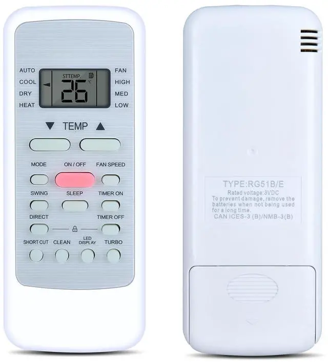 Main image of RG51B/E Remote Replacement for Midea RG51B(1)/EU1 RG51B(2) Air Conditioner | Compatible With OLMO TTW Through the Wall Unit, LED Screen, Stable Signal, Fast Response