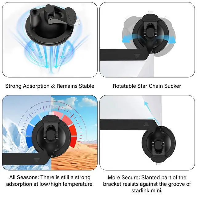 Alt view image 3 of 7 - Starlink Mini Suction Cup Mount, Strong Suction Cup Mount | Mounting on Boats/RVs Sunroof or Windows, Anti-Shake,Receiving Satellite Signal at High Speed Drving