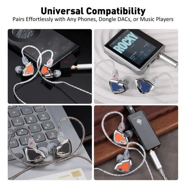 Alt view image 5 of 6 - MS2 PRO in-Ear Monitor, 10.2mm Dual-Magnetic Drivers 1DD+1BA Hybird IEMs Wired Earbuds, Zinc Alloy Integrated Molding, Pneumatic Filters for Audiophile Musicians, Detachable 4.4mm OFC Cable