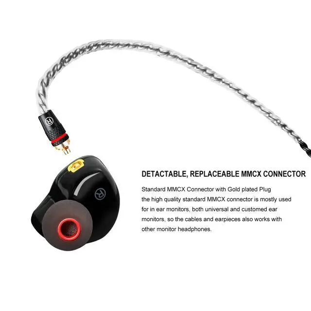 Alt view image 3 of 6 - Dynamic Banlance in-Ear Earphone 2DD HiFi Headset in Ear Monitors Headphones Wired Earbuds IEM Earphones Gaming EarbudsBlack Type-C Without mic