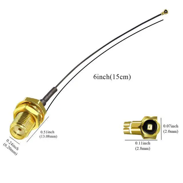 Alt view image 5 of 6 - 10-Pack IPX U.FL to SMA Female WiFi Antenna Cable | 50 ohm impedance, 6 inches (15cm) length, for extending WiFi antennas on routers and IoT boards