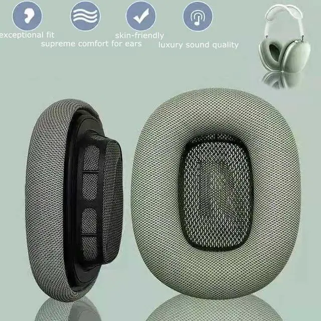 Alt view image 2 of 7 - Ear Cushions for appple AirPods Max Replacement Leather earpads Sweat Proof Ear Cups Cushion Replace for airpod max Headphone with Protein Leather Memory Foam and Magnet (Green)