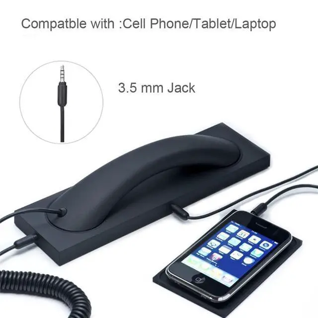 Alt view image 2 of 6 - Fashion Retro Phone handset Headset 3.5mm Microphone Prevention Radiation Compatible with iPhone Samsung