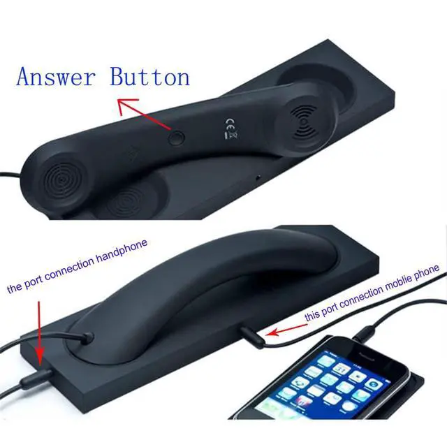 Alt view image 3 of 6 - Fashion Retro Phone handset Headset 3.5mm Microphone Prevention Radiation Compatible with iPhone Samsung