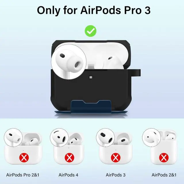 Alt view image 2 of 6 - Protective Case Compatible with AirPods Pro 3 | Built-in Mirror & Phone Stand, MagSafe Ready, Shockproof Earbud Cover Design for AirPods Pro 3rd Generation