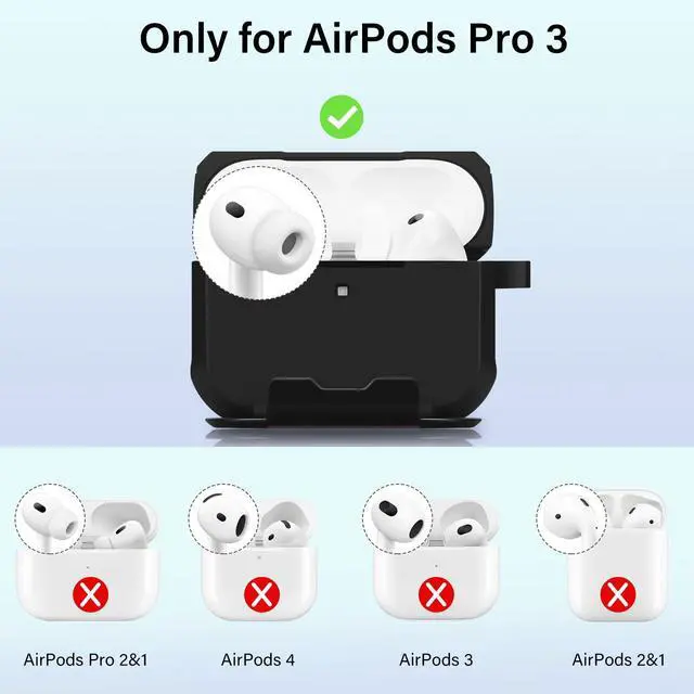 Alt view image 2 of 6 - Protective Case Compatible with AirPods Pro 3 | Built-in Mirror & Phone Stand, MagSafe Ready, Shockproof Earbud Cover Design for AirPods Pro 3rd Generation