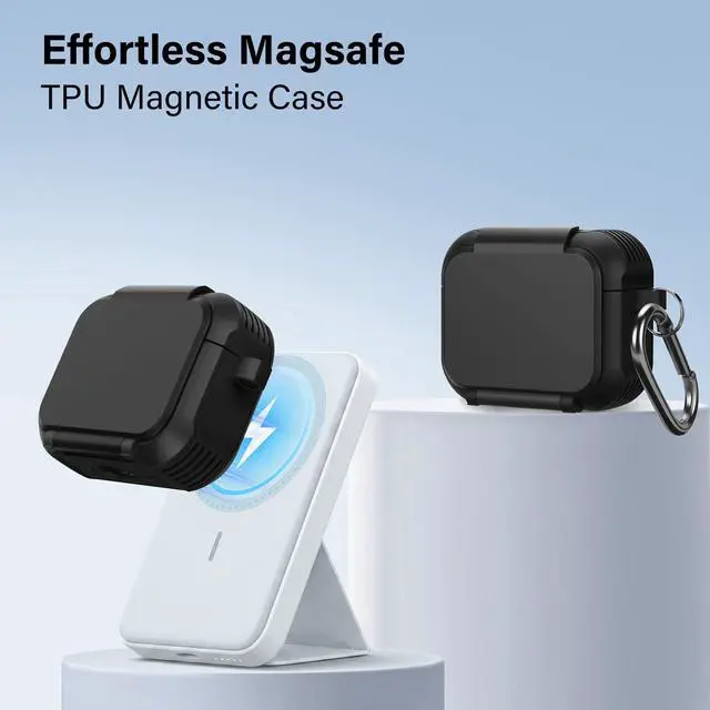 Alt view image 3 of 6 - Protective Case Compatible with AirPods Pro 3 | Built-in Mirror & Phone Stand, MagSafe Ready, Shockproof Earbud Cover Design for AirPods Pro 3rd Generation
