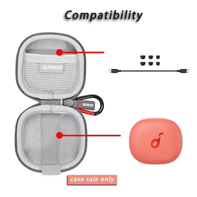 Alt view image 3 of 6 - Carrying Case for Anker Soundcore P20i/Life P3 Noise Cancelling Wireless Bluetooth Earbuds - Grey (Case Only)