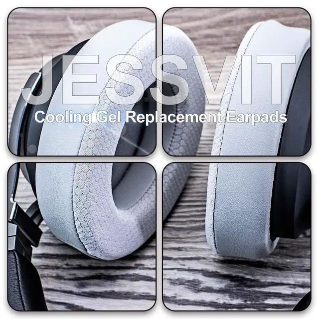 Alt view image 6 of 7 - Oval Shape Cooling Gel Earpads for Virtuoso RGB Wireless, XT, SE | Enlarged Bigger Inner Hole (Cooling Gel Mesh Gray)