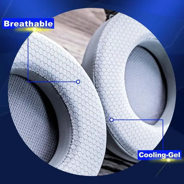 Alt view image 7 of 7 - Oval Shape Cooling Gel Earpads for Virtuoso RGB Wireless, XT, SE | Enlarged Bigger Inner Hole (Cooling Gel Mesh Gray)