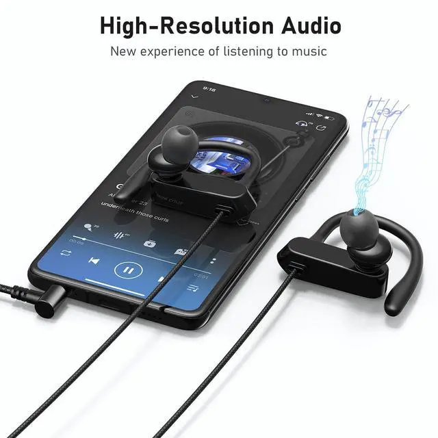 Alt view image 6 of 7 - 5.9 ft Long Cord 3.5mm Headphones Sport Wired Earbuds with Mic | Earphone Stereo Over Ear Buds Wired Plug in with Ear Hook for Samsung Galaxy A25 A03s A15 S10 A12 for Switch/Laptop/PC