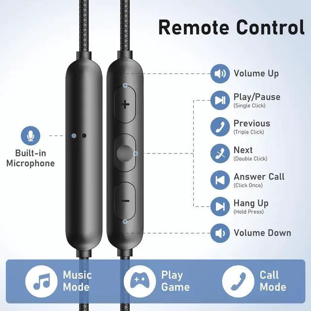 Alt view image 7 of 7 - 5.9 ft Long Cord 3.5mm Headphones Sport Wired Earbuds with Mic | Earphone Stereo Over Ear Buds Wired Plug in with Ear Hook for Samsung Galaxy A25 A03s A15 S10 A12 for Switch/Laptop/PC
