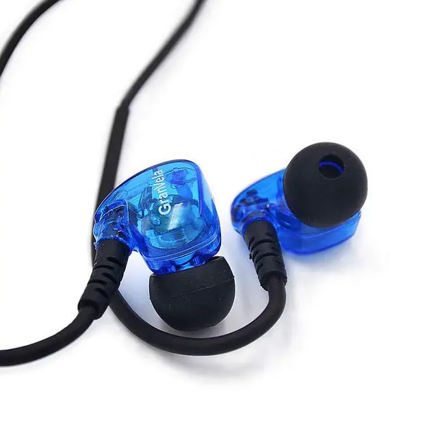 Alt view image 2 of 7 - GV1 HD Sports in-Ear Headphones, IPX5 Waterproof Running Earbuds Wired with Mic, Phone-Call Answering,Memory Wire Earhook and Clip - Blue