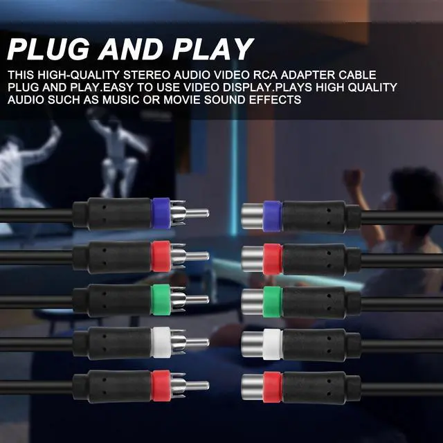 Alt view image 2 of 6 - YPbPr Component Video Extension Cable | 5RCA Female-to-Male Audio Video HD Component Cable for DVD Players, VCR, Camcorder, HDMI Crossover, Set Top Box (1.8M)
