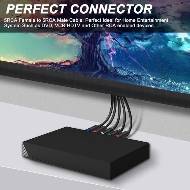 Alt view image 4 of 6 - YPbPr Component Video Extension Cable | 5RCA Female-to-Male Audio Video HD Component Cable for DVD Players, VCR, Camcorder, HDMI Crossover, Set Top Box (1.8M)