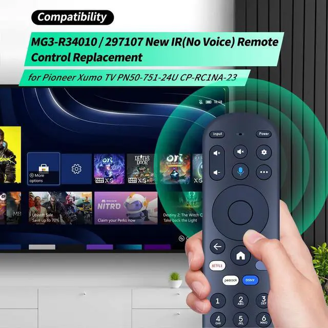 Alt view image 2 of 7 - New IR(No Voice) Remote Control Replacement MG3-R34010 / 297107 for Hisense X UHD LED XClass TV 43A6GX 50A6G R34010BA00-00001, for Pioneer Xumo TV PN50-751-24U CP-RC1NA-23
