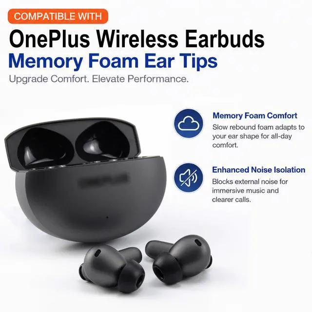 Alt view image 3 of 6 - Memory Foam Ear Tips for OnePlus Buds Earbuds, Secure Fit | Soft Foam Eartips Compatible with OnePlus Buds 4 / Nord Buds 3 Pro / Buds Pro 3 / Buds 3 Earbuds (3 Pairs, Black, S/M/L)