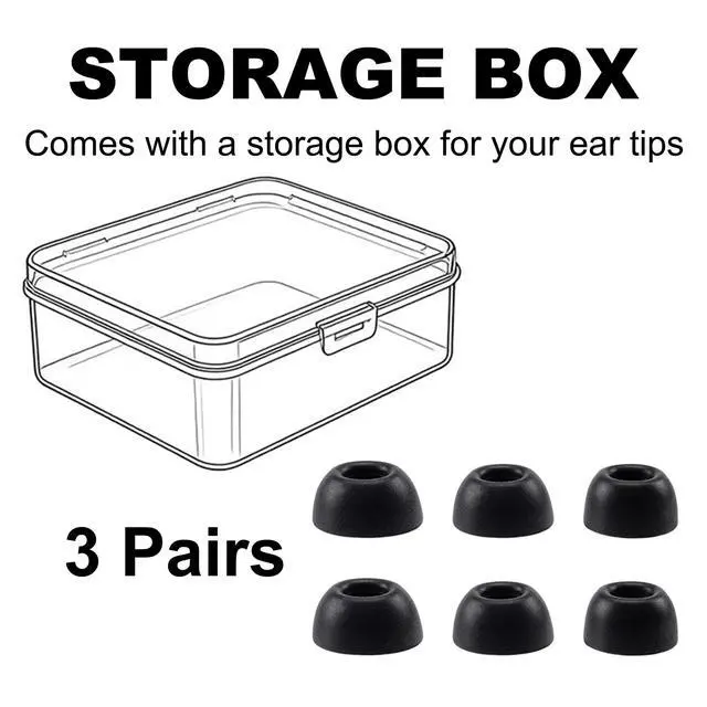 Alt view image 6 of 6 - Memory Foam Ear Tips for OnePlus Buds Earbuds, Secure Fit | Soft Foam Eartips Compatible with OnePlus Buds 4 / Nord Buds 3 Pro / Buds Pro 3 / Buds 3 Earbuds (3 Pairs, Black, S/M/L)