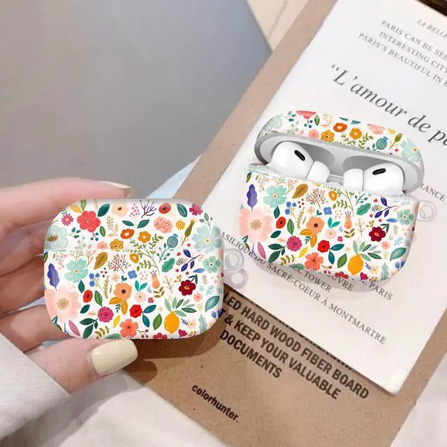 Alt view image 5 of 6 - Compatiable with AirPod Pro 2nd/1st Generation Case,Lightweight & Durable Resistant Hard Case with Keychain,Stylish Design AirPod Case Cover for Women(Beautiful Romantic Flower)