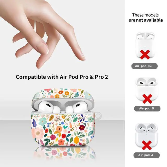Alt view image 6 of 6 - Compatiable with AirPod Pro 2nd/1st Generation Case,Lightweight & Durable Resistant Hard Case with Keychain,Stylish Design AirPod Case Cover for Women(Beautiful Romantic Flower)