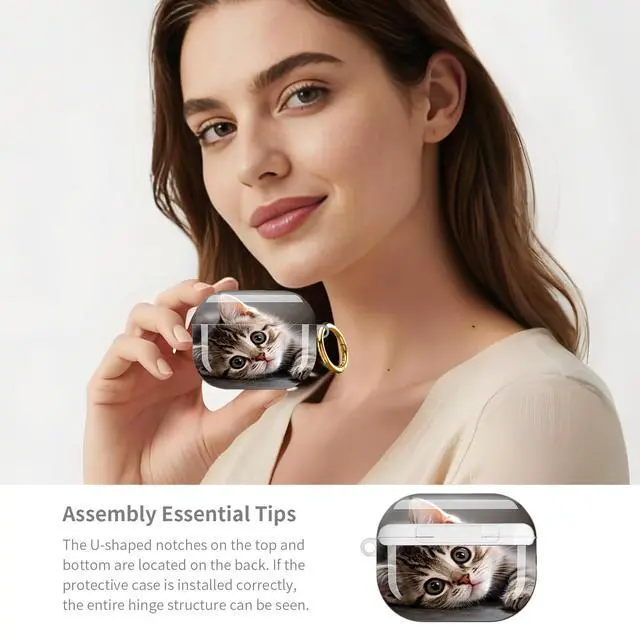 Alt view image 6 of 7 - Compatible with AirPod Pro 3 Case,Shockproof Protective Cover with Keychain, Wireless Charging Case Perfect for Women, Trendy Design for AirPod Pro 3rd Generation(Cute Cats)