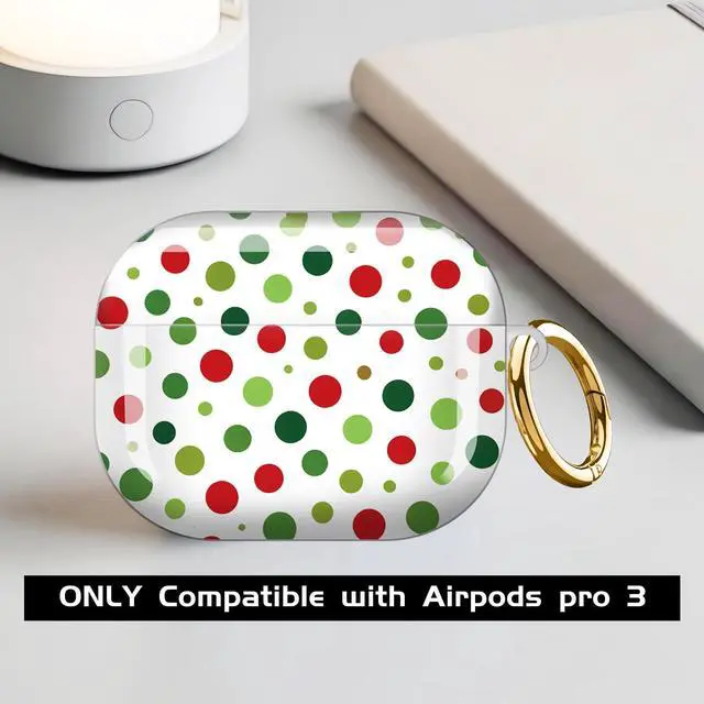 Alt view image 3 of 7 - Compatible with AirPod Pro 3 Case,Shockproof Protective Cover with Keychain, Wireless Charging Case Perfect for Women, Trendy Design for AirPod Pro 3rd Generation(Red Green Polka Dot)
