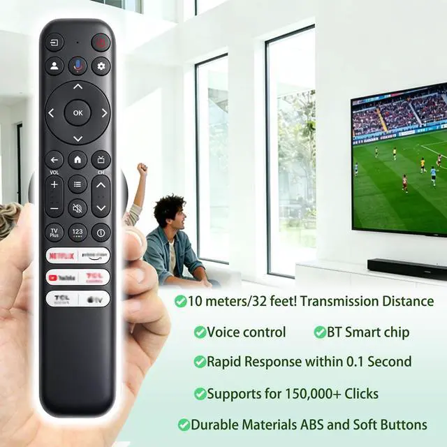 Alt view image 4 of 7 - Voice Remote Control RC813 New Replacement Compatible with TCL Google TV Compatible with FHD HDR LED QLED QD-Mini 4K UHD Smart TVs S3/S4/S5/Q5/Q6/Q7/QM7/QM8 Series